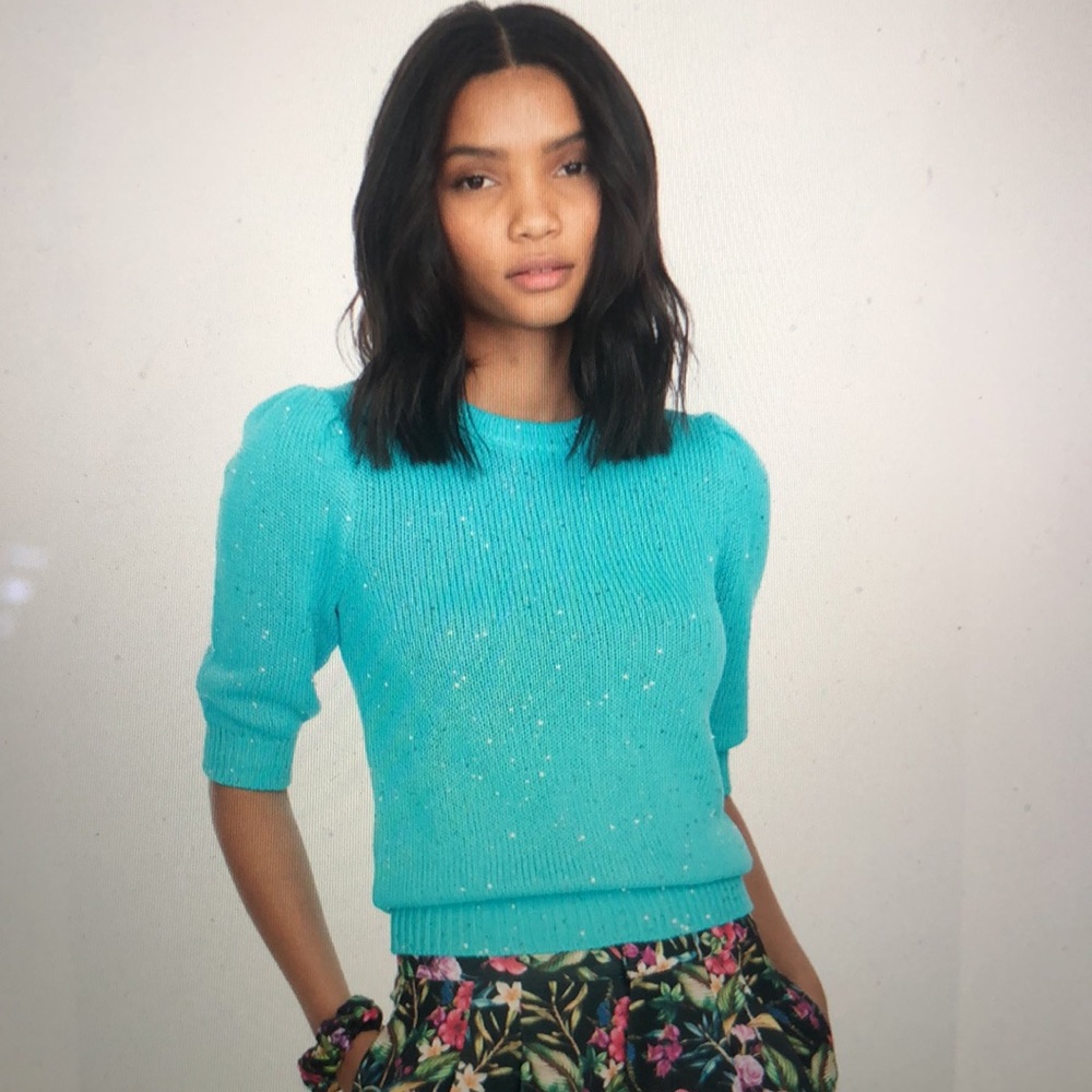 Generation Love Mia sequin sweater in scuba blue size small